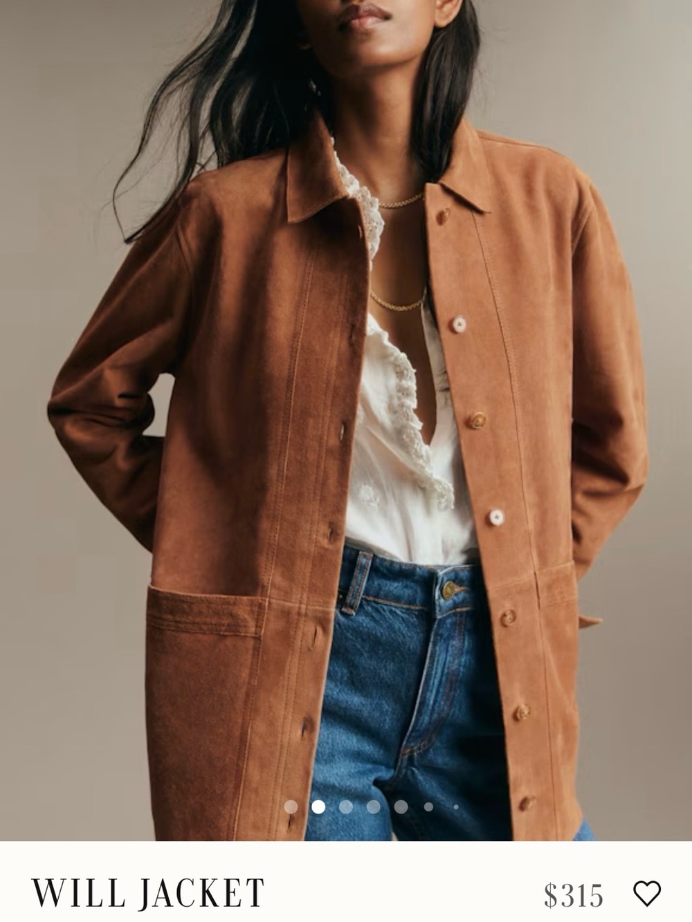 Sezane Will Jacket in Chestnut Brown Suede